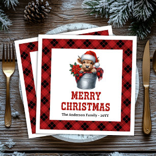 Elegant highland cow Christmas napkins buffalo