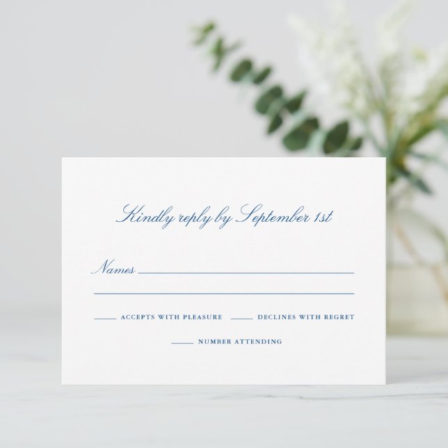 Elegant Hilton Head Number Attending RSVP Card (Standing Front)