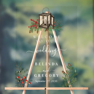 Élégant hiver Pins rustique Mariage de lanterne