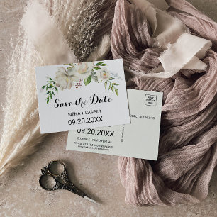 Elégant Hiver White Peony Enregistrer la carte Dat