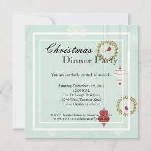 Elegant Holiday Christmas Dinner Party Invitation