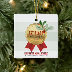 Elegant Holiday Contest Winner Award Prize Ceramic Ornament