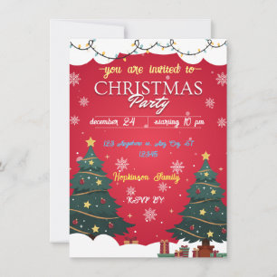 ELEGANT HOLIDAY DELIGHT RED CHRISTAMS PARTY INVITATION