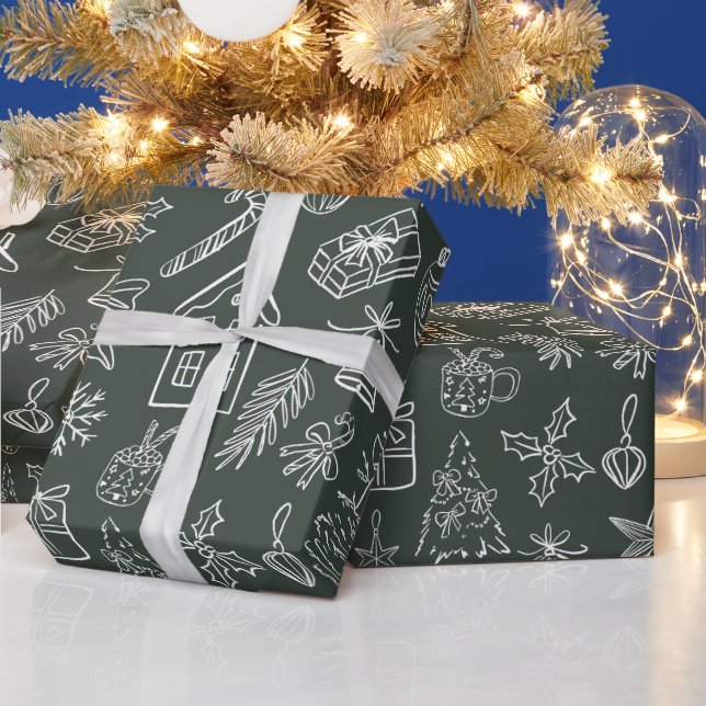 Elegant Holiday Doodles Wrapping Paper (Holidays)