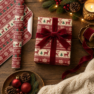 Elegant Holiday Fair Isle Knit Pattern Wrapping Paper