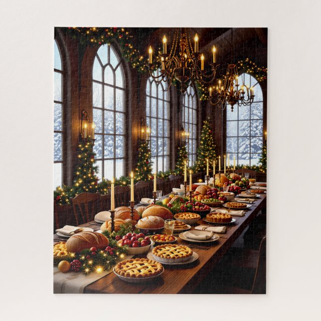 Elegant Holiday Feast with Candlelit Dining Table Jigsaw Puzzle (Vertical)