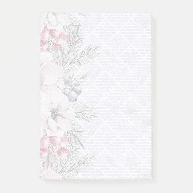 Elegant Holiday Floral Berry White Christmas  Post-it Notes (Front)