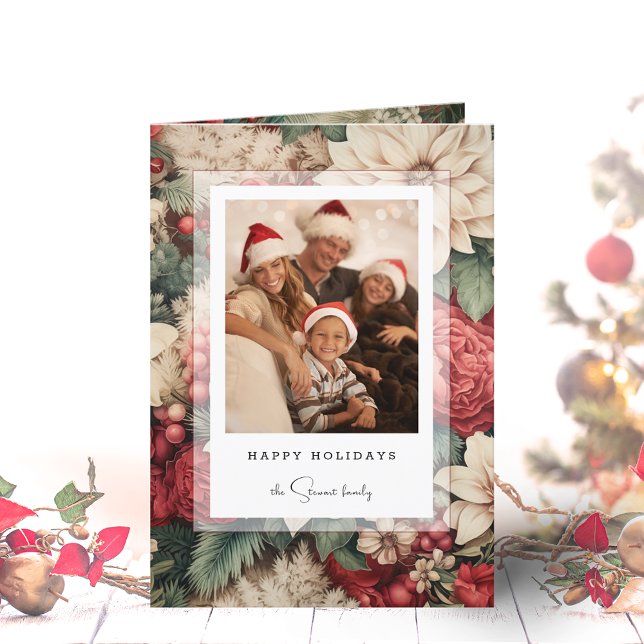Elegant Holiday Floral Photo Card (Creator Uploaded)