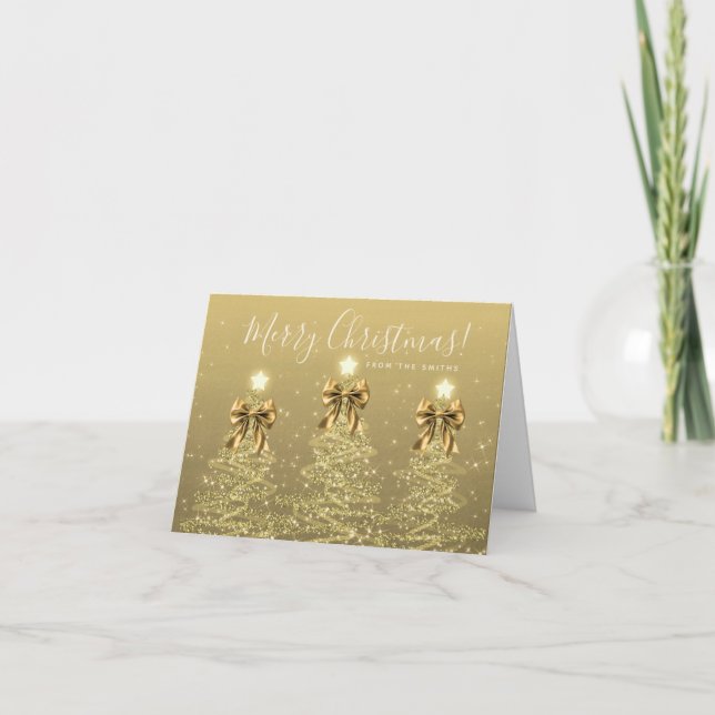 Elegant Holiday Gold Christmas Trees Greeting  (Front)