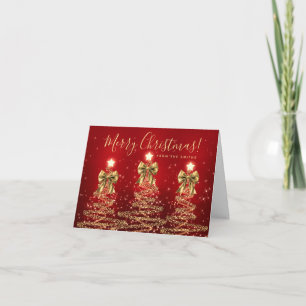 Elegant Holiday Gold Red Christmas Trees Greeting 