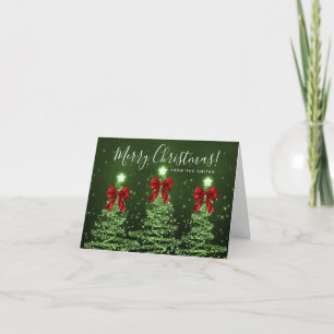 Elegant Holiday Green Christmas Trees Greeting Red