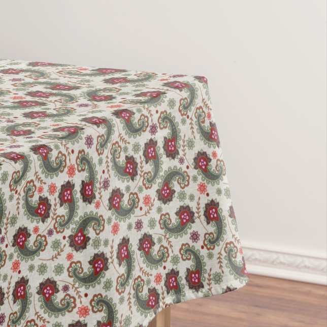Elegant Holiday Paisley Table Cloth (In Situ)