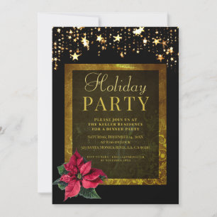Elegant Holiday Party Black and Gold Invitation