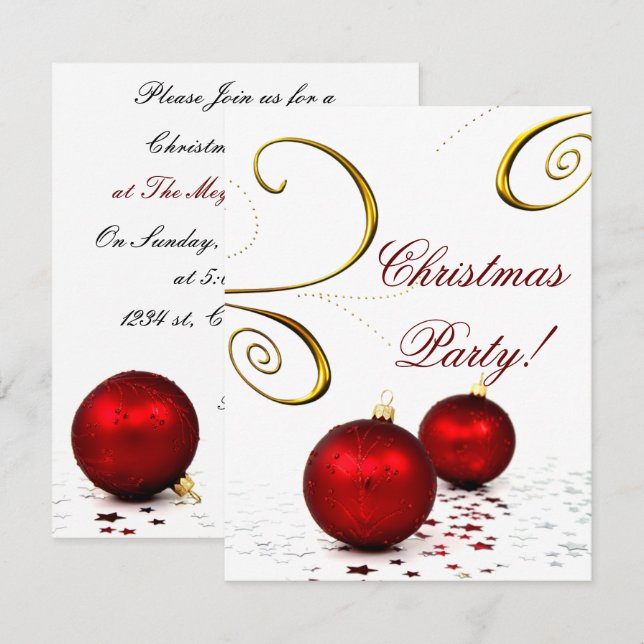 elegant Holiday party Invitation (Front/Back)