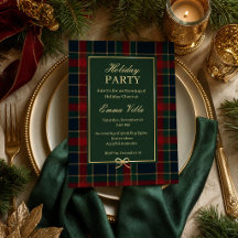 Elegant Holiday Party Invitation, Classic Green  