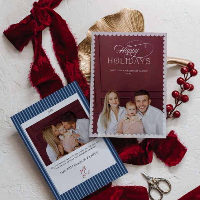Elegant Holiday Photo Card with Scalloped Border (Elegant Holiday Photo Card with Scalloped Border
)