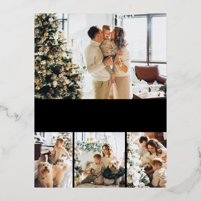 Elegant Holiday Photo Rose Gold Foil Postcard (Front)