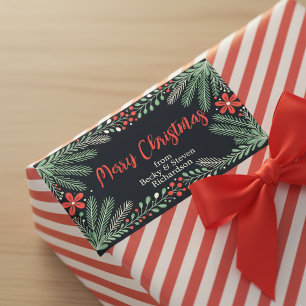 Elegant Holiday Pine and Holly Berry Christmas Sticker