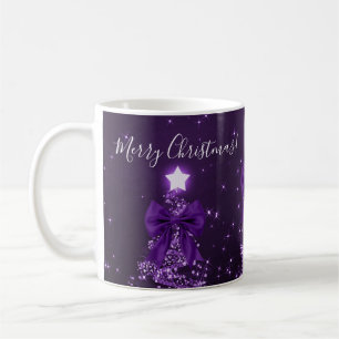 Elegant Holiday Purple Christmas Trees Bows Coffee Mug
