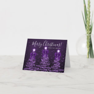 Elegant Holiday Purple Christmas Trees Greeting 
