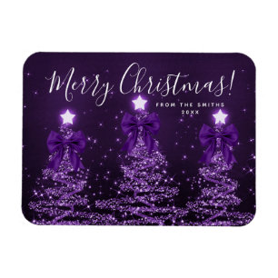 Elegant Holiday Purple Christmas Trees  Magnet
