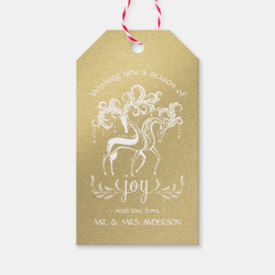 Elegant Holiday Reindeer - Faux Gold Glitter Gift Tags