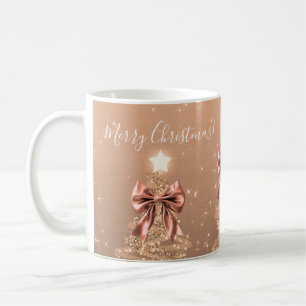 Elegant Holiday Rose Gold Christmas Trees Bows Coffee Mug