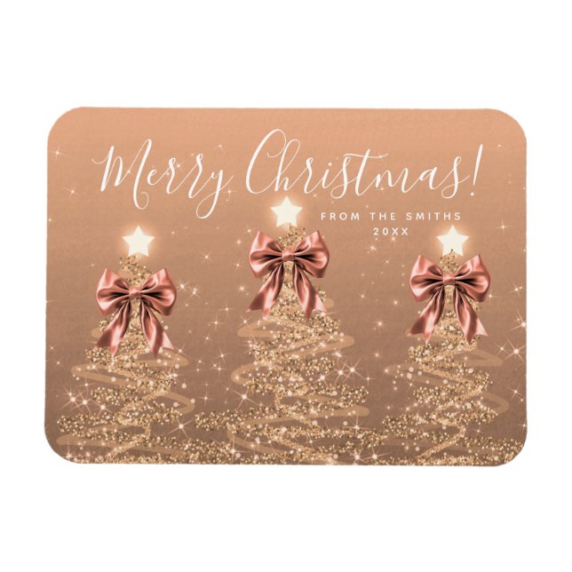 Elegant Holiday Rose Gold Christmas Trees  Magnet (Horizontal)