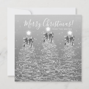 Elegant Holiday Silver Christmas Trees Greeting 