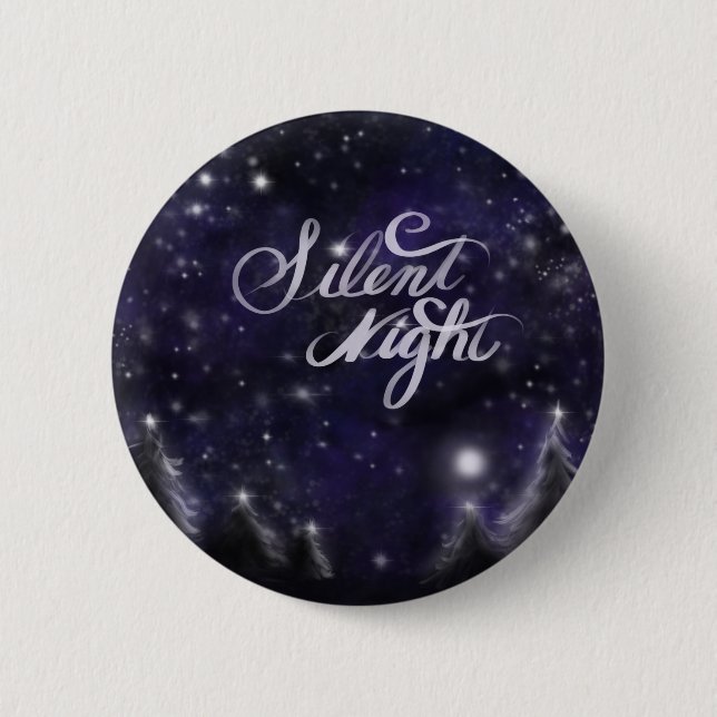Elegant Holiday snow scene silent night 2 Inch Round Button (Front)