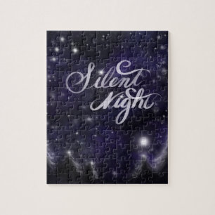 Elegant Holiday snow scene silent night Jigsaw Puzzle
