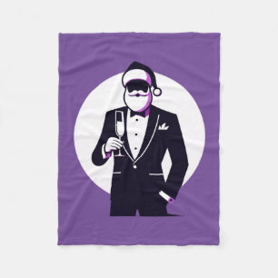Elegant Holiday Toast - Santa's Stylish Gala Fleece Blanket