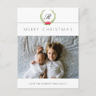 Elegant Holiday Wreath Photo Greeting Card