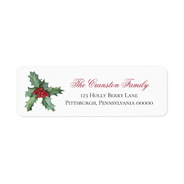 Elegant Holly and Berries Christmas Holiday (Front)