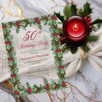Elegant Holly | Berries Frame 50th Birthday Party