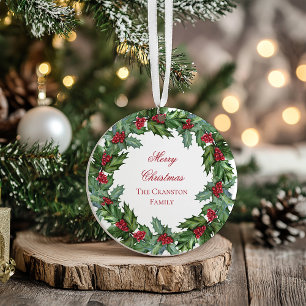 Elegant Holly Berries Wreath Joyeux Noël Photo