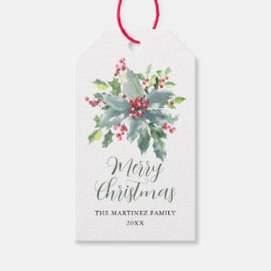 Elegant Holly Berry Christmas Holiday Gift Tags