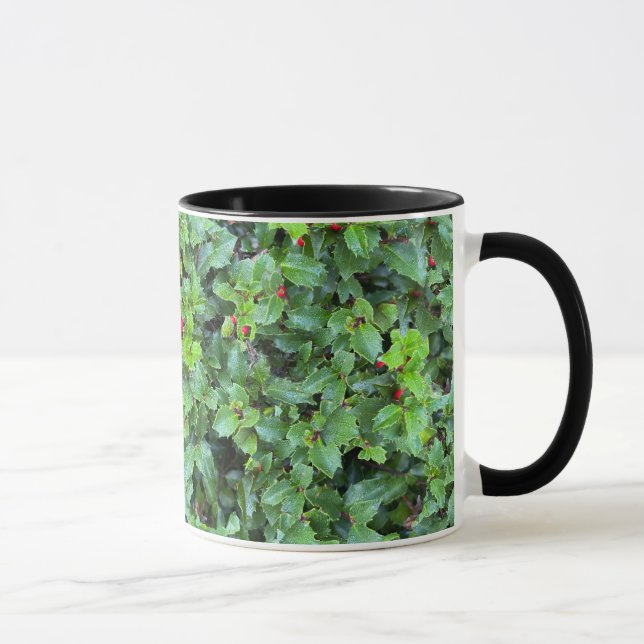 Elegant Holly Berry Pattern Christmas Home Decor Mug (Right)
