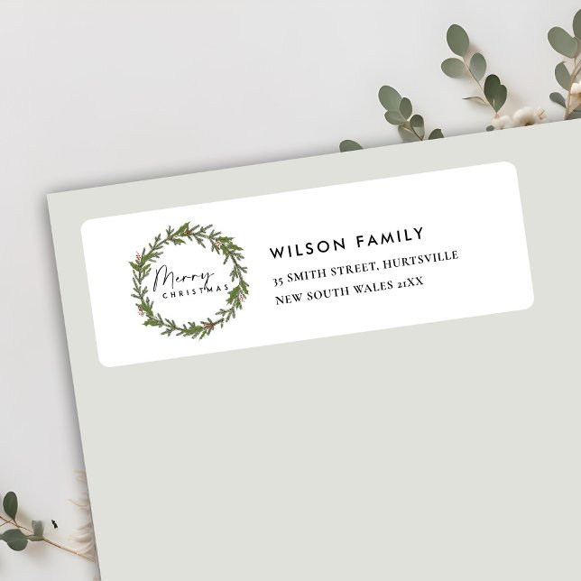 ELEGANT HOLLY BERRY WREATH CHRISTMAS ADDRESS (Creator Uploaded)