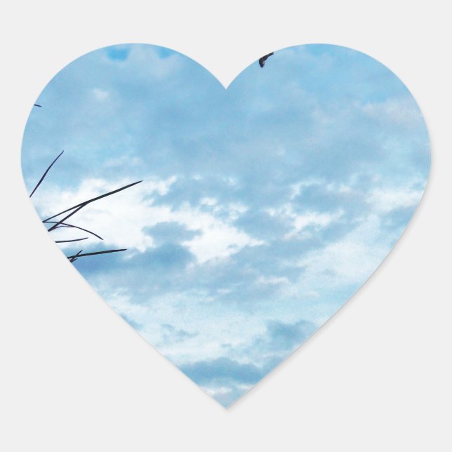 Elegant Holly Christmas,  blue sky Heart Sticker (Front)
