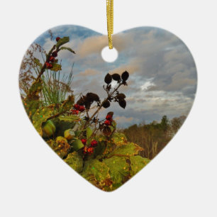 Elegant Holly Christmas, Ceramic Ornament