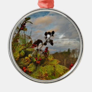 Elegant Holly Christmas, Metal Ornament