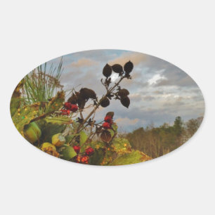 Elegant Holly Christmas, Oval Sticker