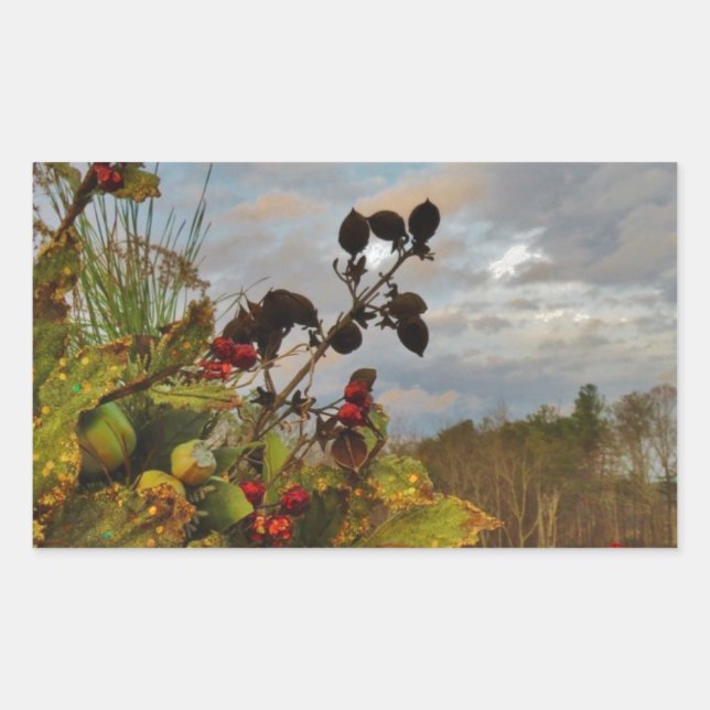 Elegant Holly Christmas, Sticker (Front)