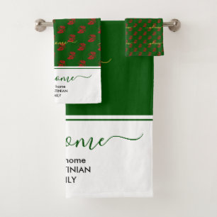 Elegant Holly Christmas Welcome Bath Towel Set