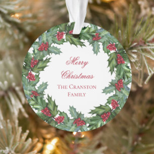 Elegant Holly et Berries Wreath Joyeux Noël