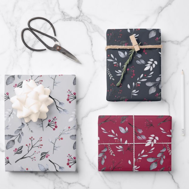 Elégant Holly Feuilles Red Berries Noël (Recto)