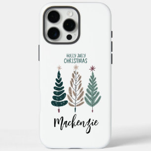 Elegant Holly Jolly Christmas Custom Name Funny iPhone 16 Pro Max Case