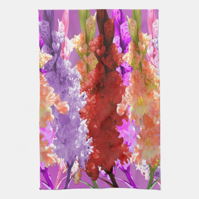 Elegant Hollyhock Flowers, Kitchen Towel (Vertical)