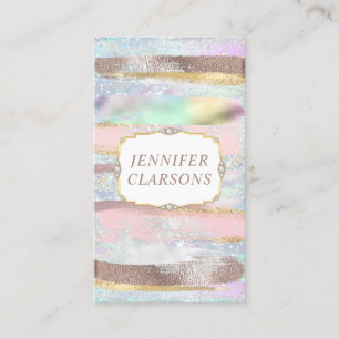 Elegant Holo Glitter Gold Watercolor Brush Modern Business Card